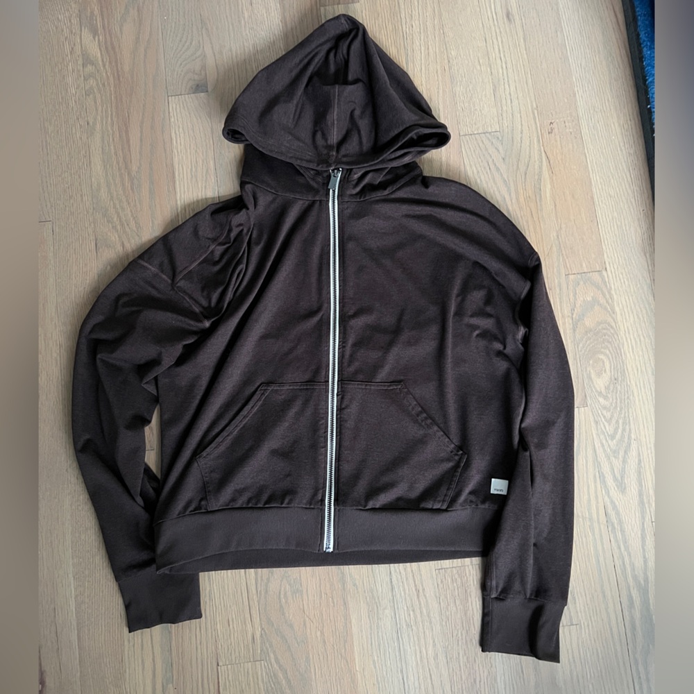 Vuori Halo Modern Zip Hoodie Brown Java Heather Size M Dreamknit